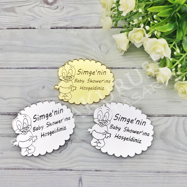 Pleksi ayna lazer kesim Baby Shower Duck